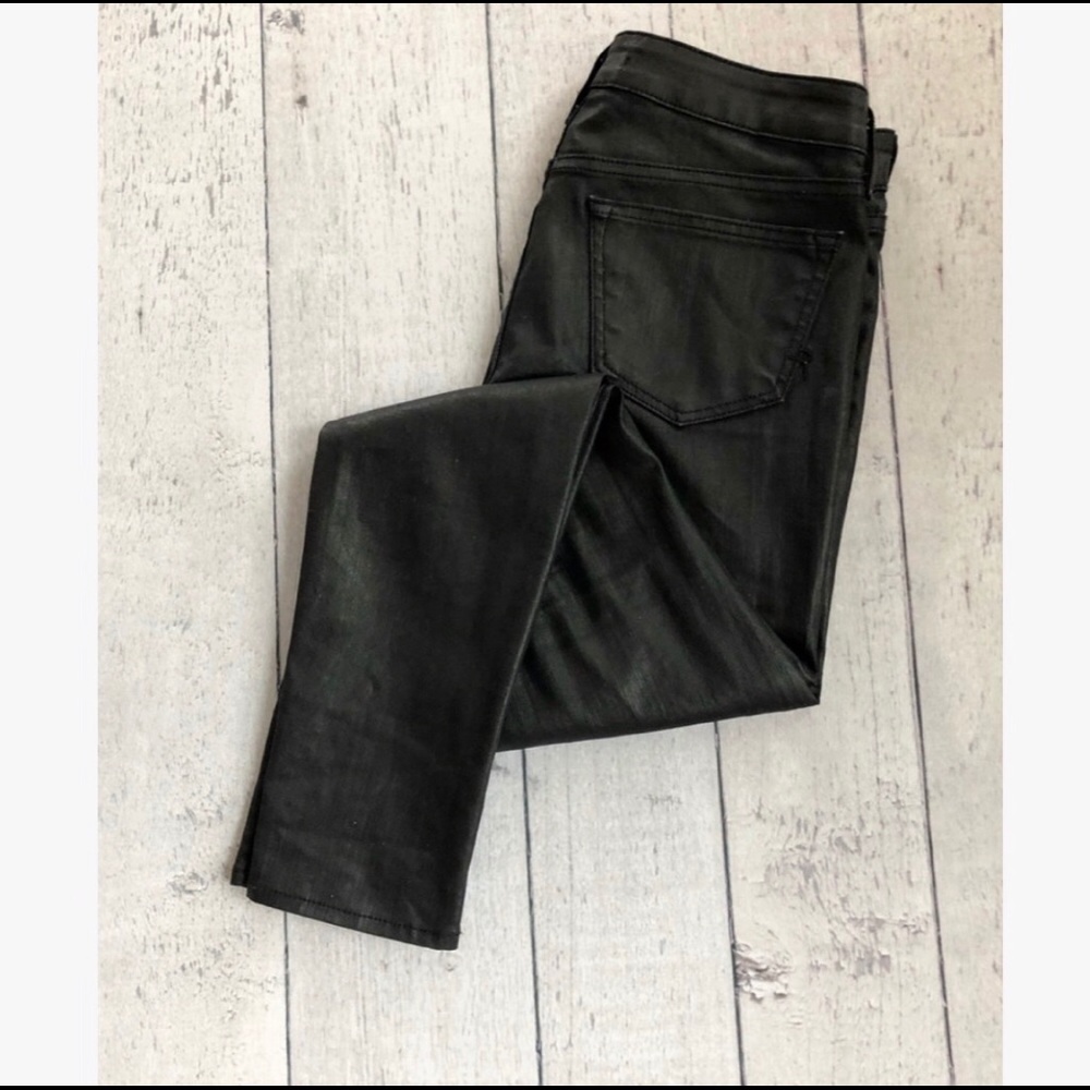 NWOT Rich & Skinny black wax coated pants. Sz 26.